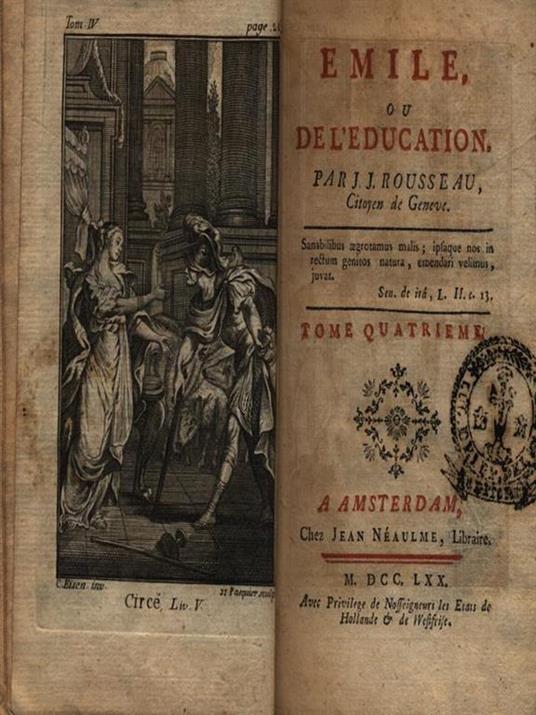 Emile ou de l'education 4vv - Jean-Jacques Rosseau - copertina