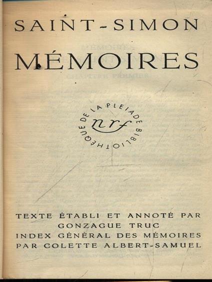 Memoires - Claude-Henri de Saint-Simon - copertina