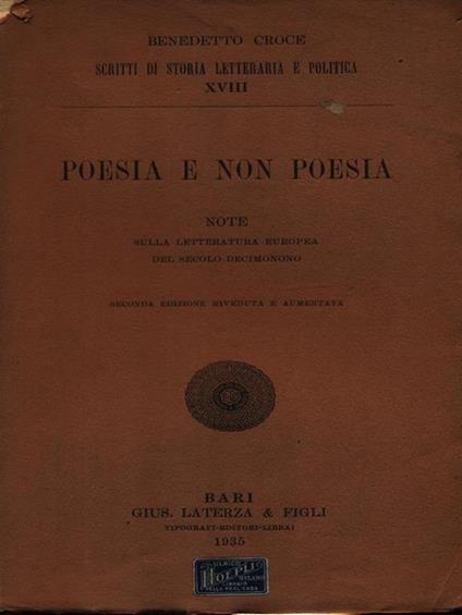 Poesia e non poesia - Benedetto Croce - copertina