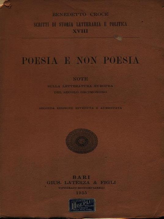 Poesia e non poesia - Benedetto Croce - copertina