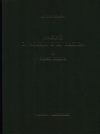 Pagine di poesia e critica 3vv - Attilio Scarpa - copertina
