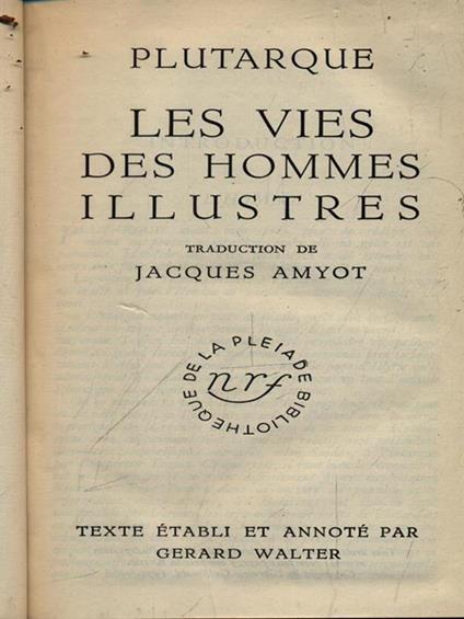 Kes vies des hommes illustres - Plutarco - copertina