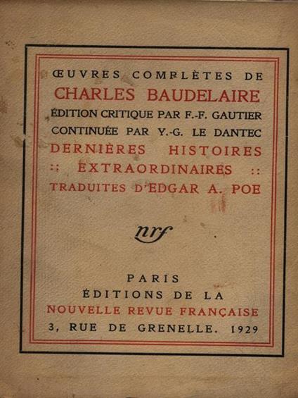 Dernieres histoires extraordinares - Charles Baudelaire - copertina