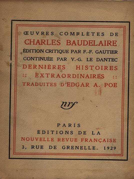 Dernieres histoires extraordinares - Charles Baudelaire - copertina