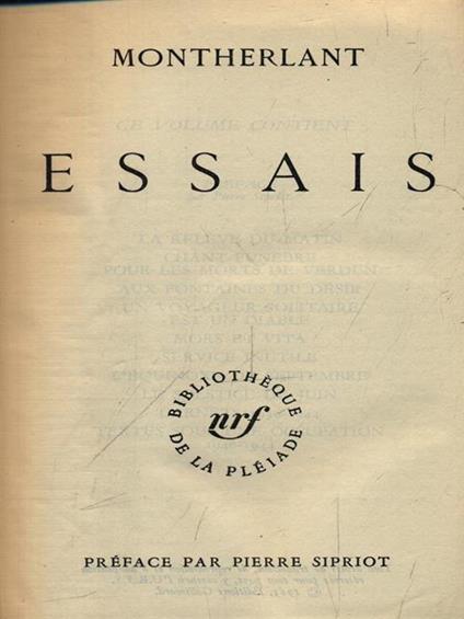   Essais - Henry de Montherlant - copertina