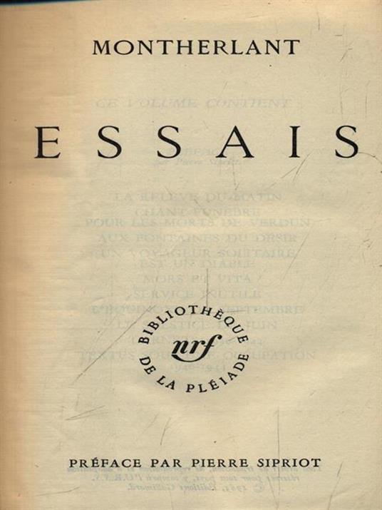   Essais - Henry de Montherlant - copertina