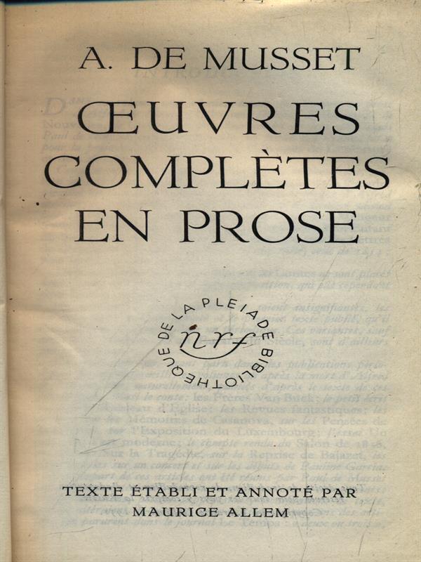 Oeuvres completes en prose