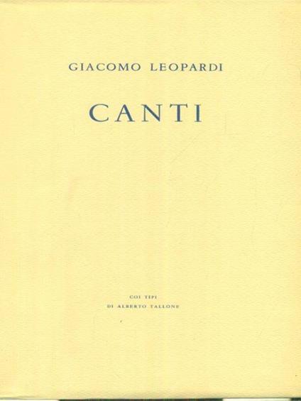 Canti - Giacomo Leopardi - copertina