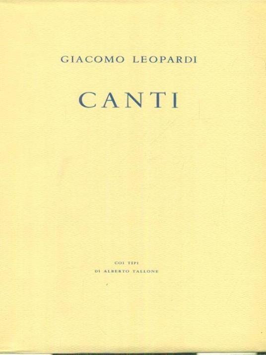 Canti - Giacomo Leopardi - copertina
