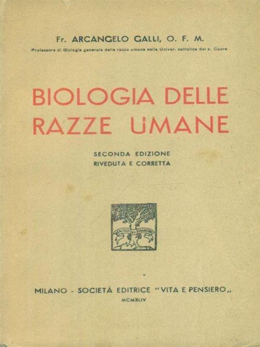Biologia delle razze umane - Angelo Galli - copertina