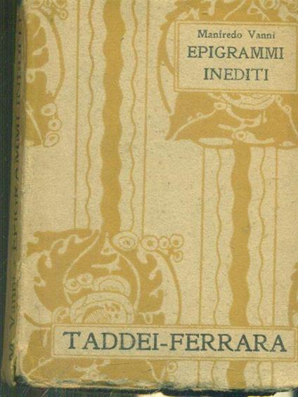 Epigrammi inediti - Manfredo Vanni - copertina