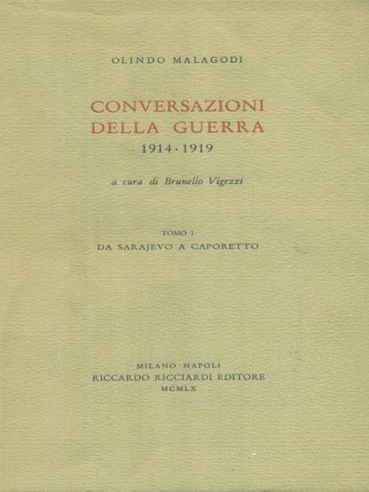 Conversazioni sulla guerra 2vv - Olindo Malagodi - copertina