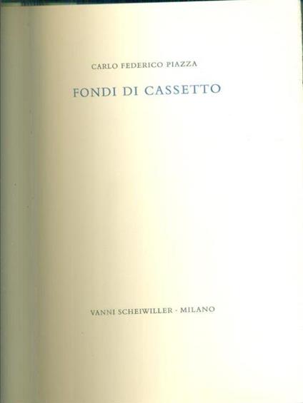 Fondi di cassetto - Carlo Piazza - copertina
