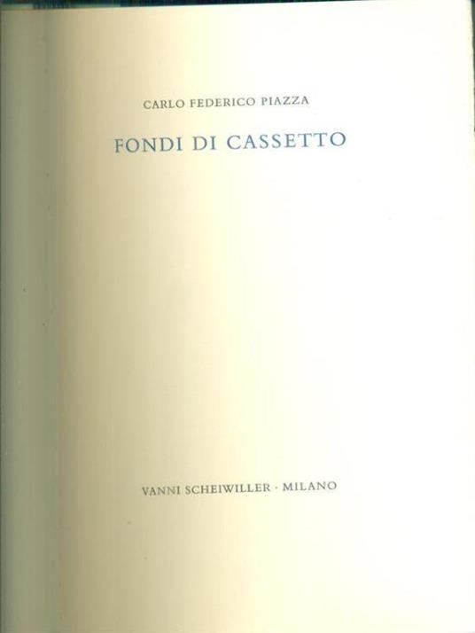 Fondi di cassetto - Carlo Piazza - copertina