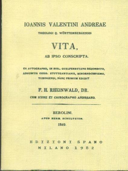 Vita - Ioannis Valentini Andreae - copertina