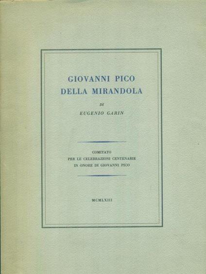 Giovanni Pico della Mirandola - Eugenio Garin - copertina