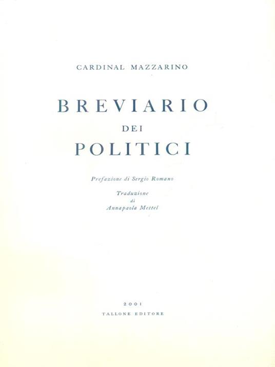Breviario dei politici - Cardinal Mazzarino - copertina