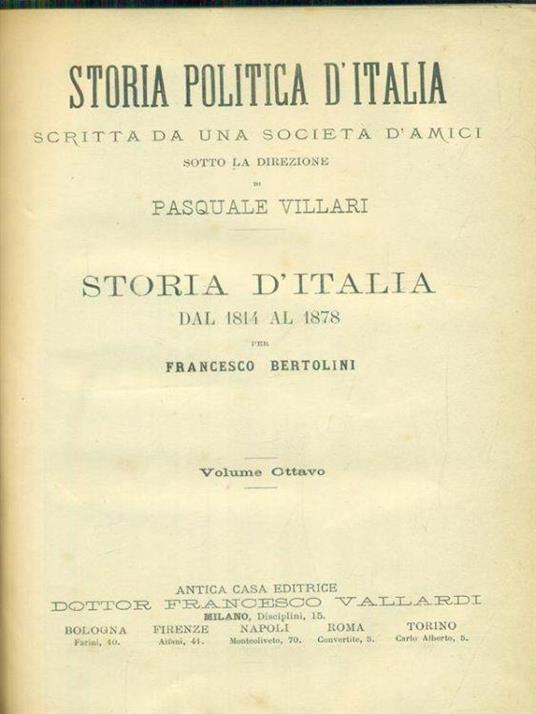 Storia politica d'Italia 8vv - Francesco Bertolini - copertina