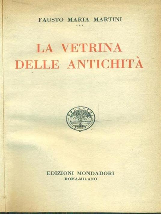 La vetrina delle antichità - Fausto M. Martini - copertina