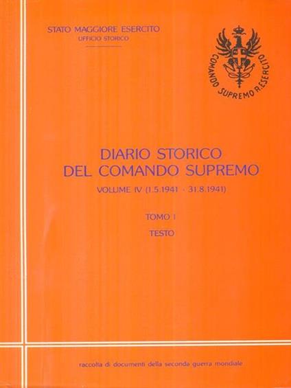 Diario storico del comando supremo vol.IV tomo I - copertina