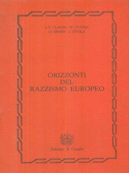 Orizzonti del razzismo europeo - copertina