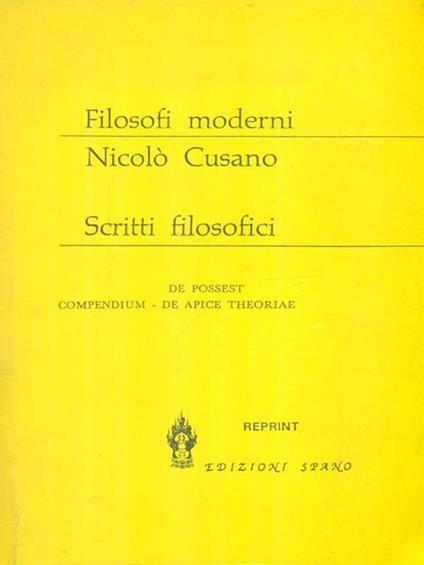 Scritti filosofici - Nicolò Cusano - copertina