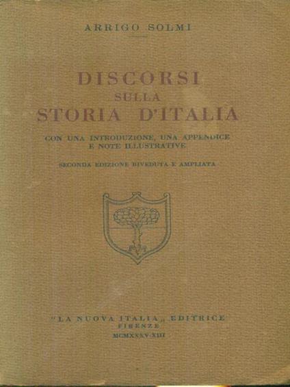Discorsi sulla storia d'Italia - Arrigo Solmi - copertina