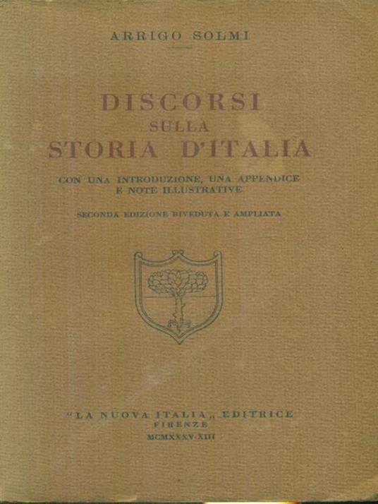 Discorsi sulla storia d'Italia - Arrigo Solmi - copertina