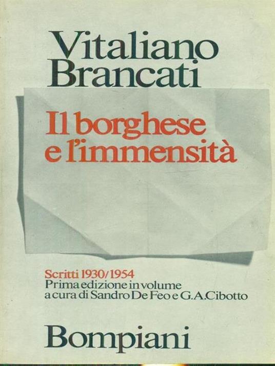 Il borghese e l'immensità - Vitaliano Brancati - copertina