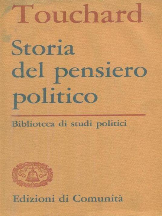 Storia del pensiero politico - Jean Touchard - copertina