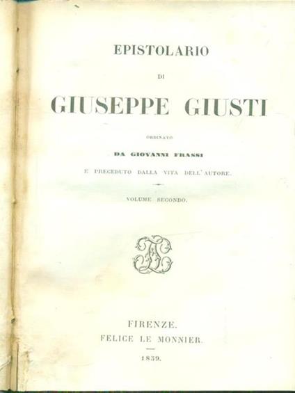 Epistolario 2vv - Giuseppe Giusti - copertina