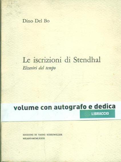 Le iscrizioni di Stendhal - Dino Del Bo - copertina