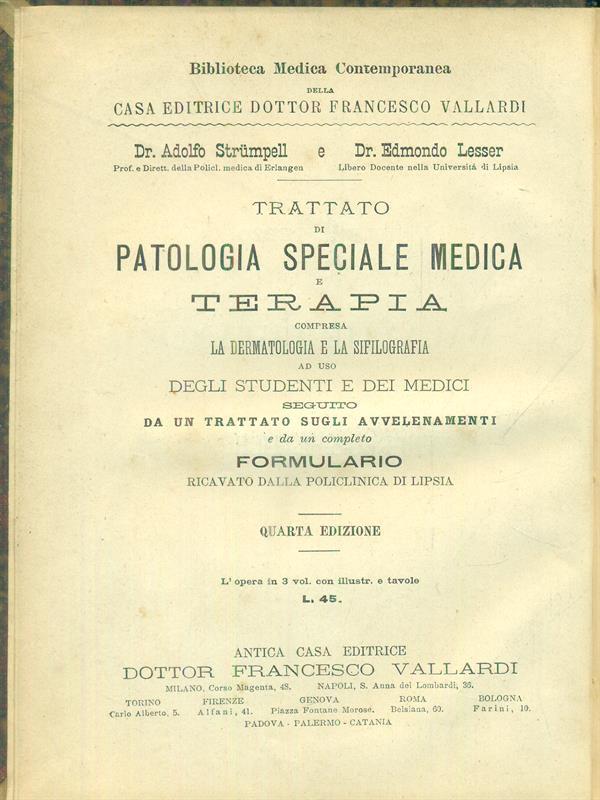 Trattato di patologia e terapia medica 3vv