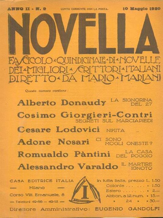 Novella n. 9/10 maggio 1920 - copertina