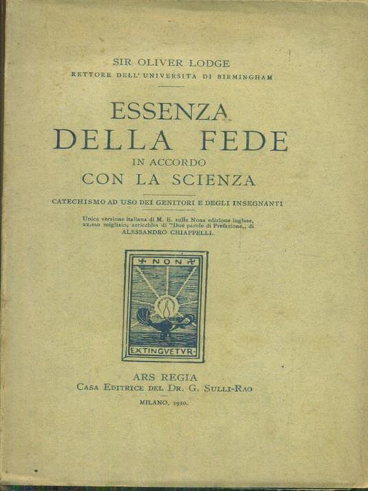 Essenza della fede - Oliver Lodge - copertina