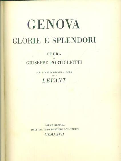 Genova glorie e splendori - Giuseppe Portigliotti - copertina