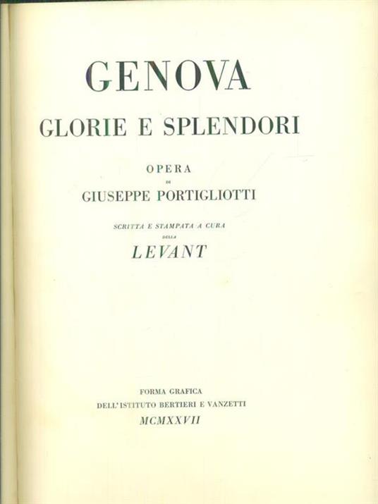 Genova glorie e splendori - Giuseppe Portigliotti - copertina