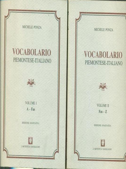 Vocabolario piemontese-italiano 2vv - Michele Ponza - copertina