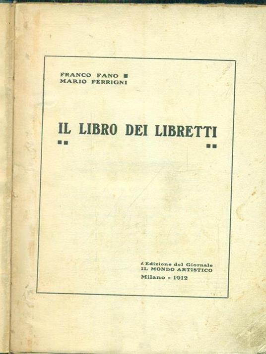 Il libro dei libretti - Franco Fano - copertina