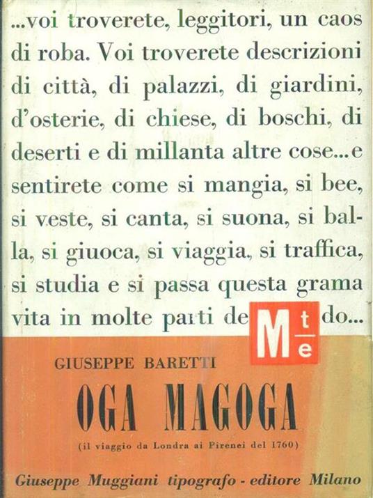 Oga Magoga - Giuseppe Baretti - copertina