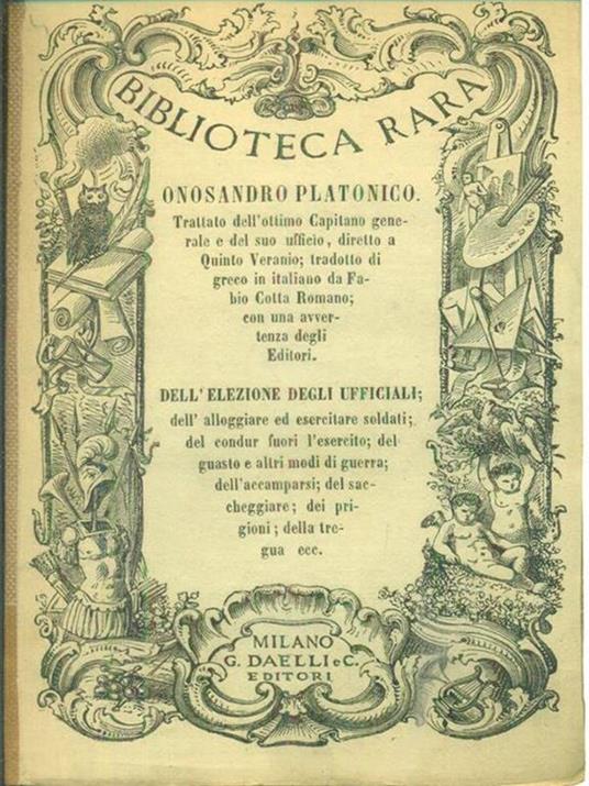 Onosandro platonico - Fabio Cotta - copertina