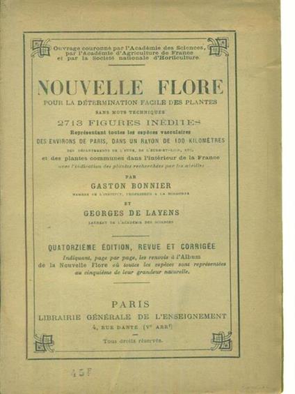 Nouvelle flore - Gaston Bonnier,Georges De Layens - copertina