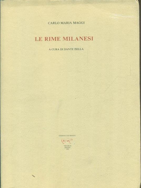 Le rime milanesi - Carlo M. Maggi - copertina