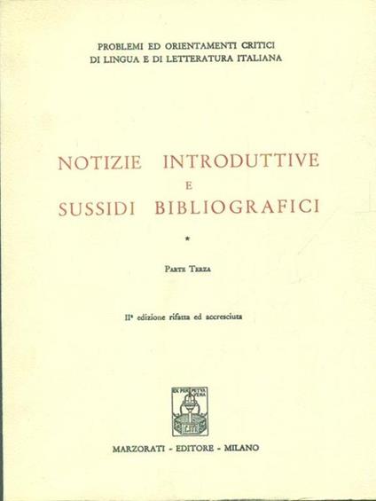 Notizie introduttive e sussidi bibliografici parte terza - copertina