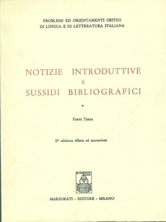 Notizie introduttive e sussidi bibliografici parte terza - copertina