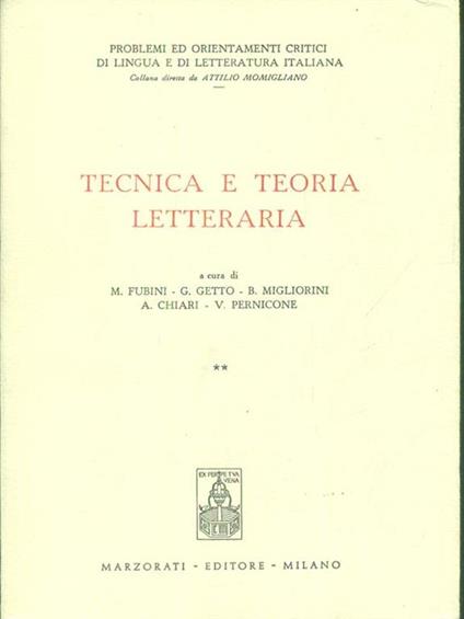 Tecnica e teoria letteraria - copertina