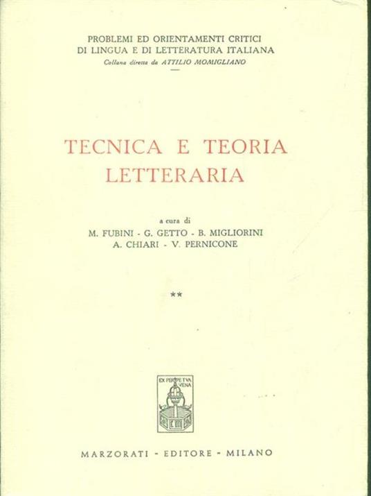 Tecnica e teoria letteraria - copertina