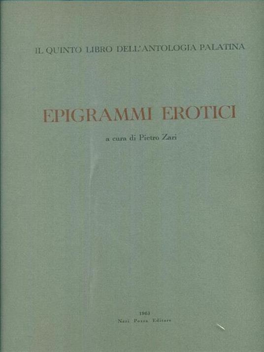 Epigrammi erotici. - Pietro Zari - copertina