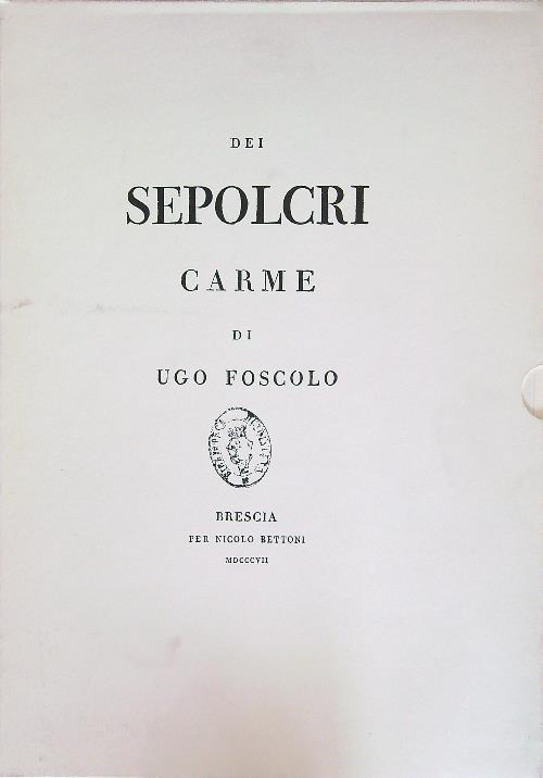 Dei sepolcri - Ugo Foscolo - copertina