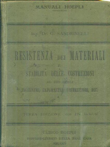 Resistenza dei materiali - Guido Sandrinelli - copertina